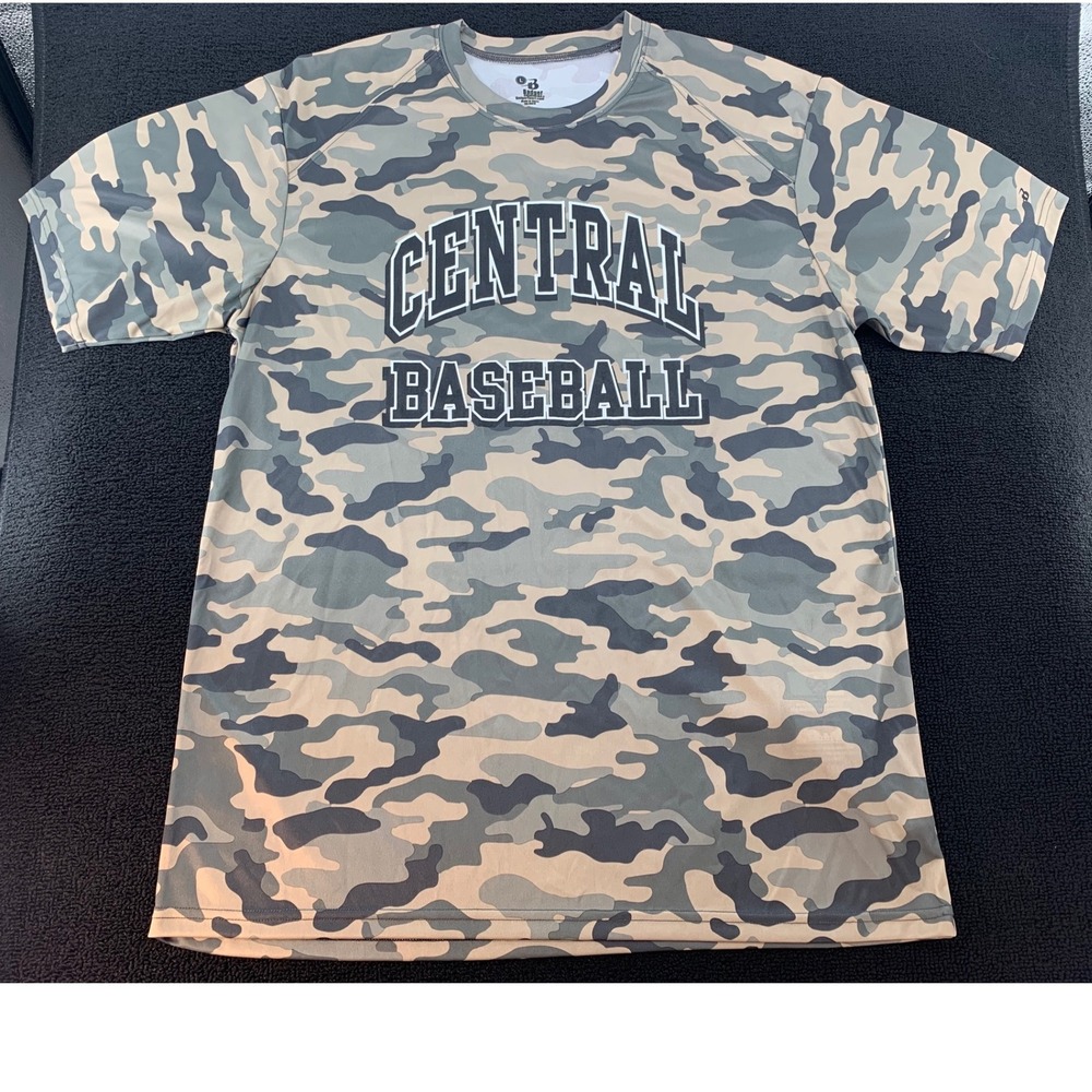 Badger Sport Central Baseball Camo TShirt Youth Large Boys Dry Fit Athletic